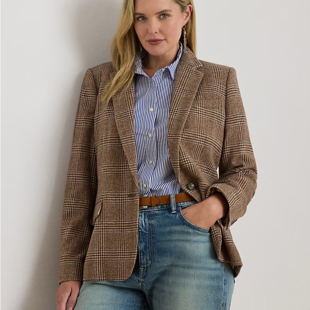 Women's Brown Plaid Blazer